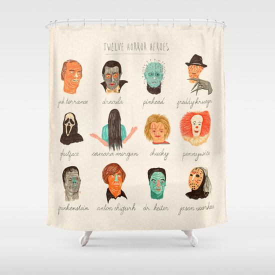 Twelve Horror Heros Shower Curtain