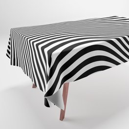 Retro Shapes And Lines Black And White Optical Art Tablecloth
