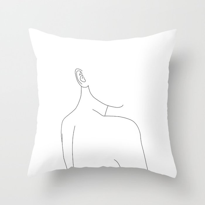 Woman's nude back and shoulders illustration - Alina Throw Pillow