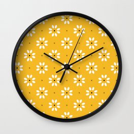 Daisy stitch - yellow Wall Clock