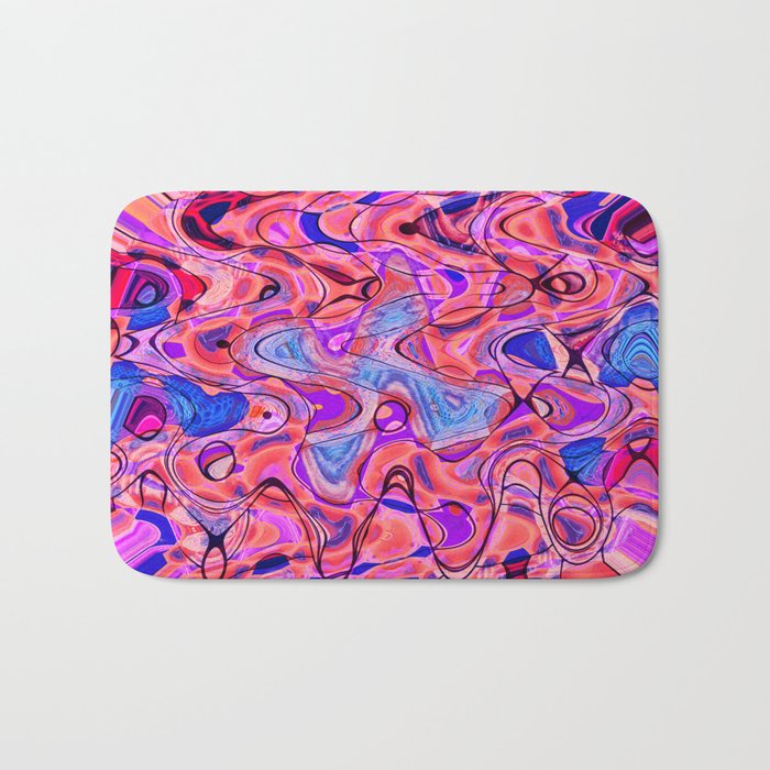 Abstract Pink Marble and Yarn Landscape Pattern Bath Mat