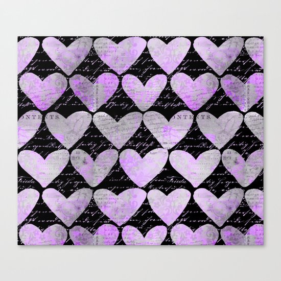 pink heart typography pattern Canvas Print