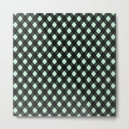 Summermint Green and Black Argyle Plaid Pattern Metal Print | Summermintgreen, Check, Curated, Graphicdesign, Greenargyle, Black, Plaid, Pattern, Green Blackplaid, Green Blackcheck 