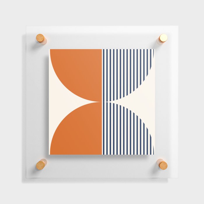 Abstraction Shapes 117 in Navy Blue Orange (Moon Phase Abstract)  Floating Acrylic Print