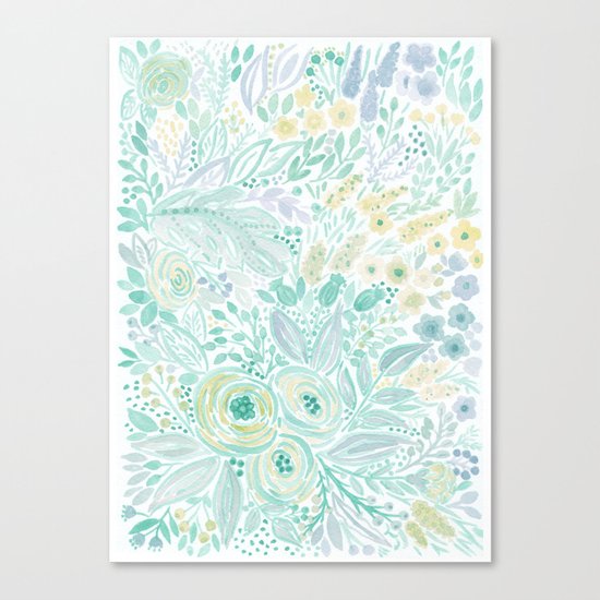 Watercolor . Flower meadow . 2 Canvas Print