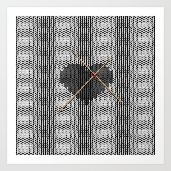 Original Knitted Heart Design Art Print