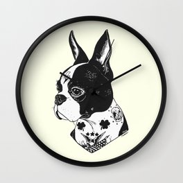 Dog - Tattooed BostonTerrier Wall Clock