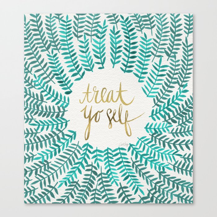 Treat Yo Self – Gold & Turquoise Canvas Print