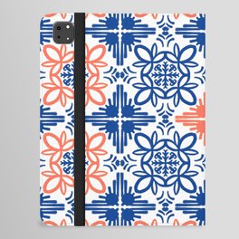 Cheerful retro Modern Kitchen Tile Pattern Red and Navy Blue iPad Folio Case