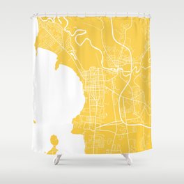 Burlington map yellow Shower Curtain