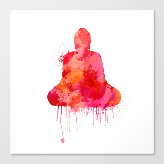 Red Buddha Watercolor art Canvas Print