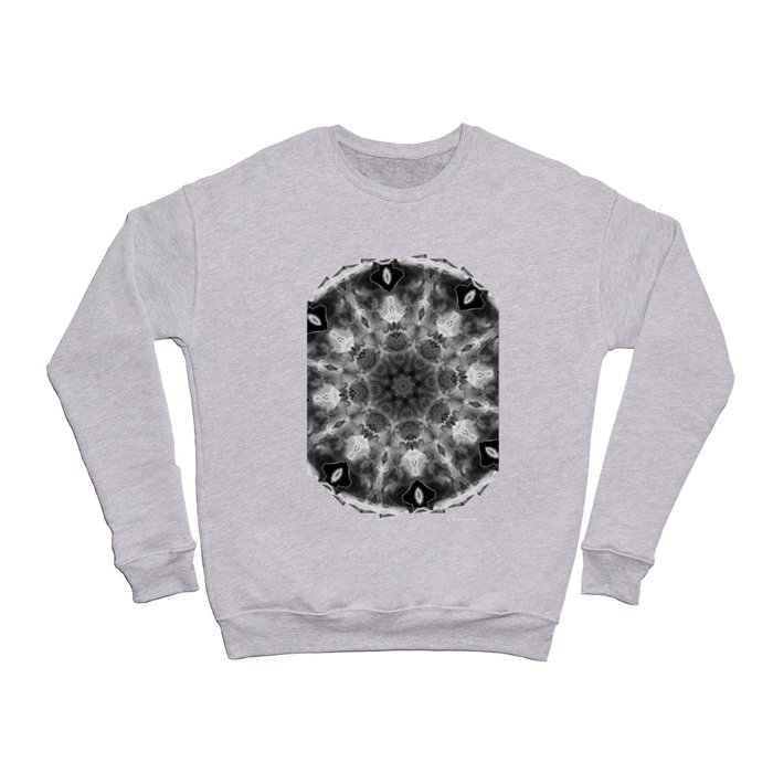 Black White And Gray Art - Crystal Light 2 Mandala Crewneck Sweatshirt