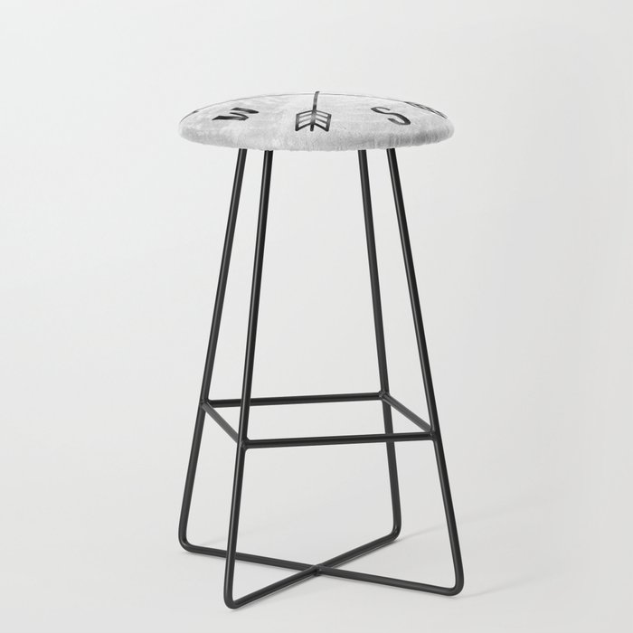 Black and White Wood Grain Compass Bar Stool