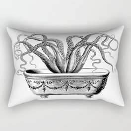 Tentacles in the Tub | Octopus in Bath | Vintage Octopus | Black and White | Rectangular Pillow