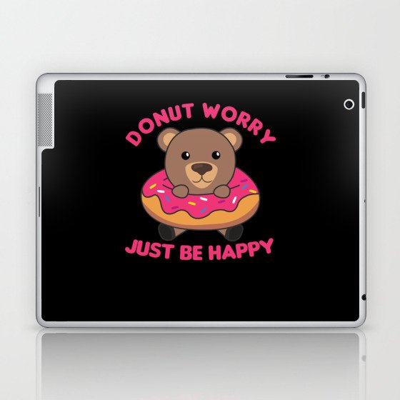 Sweet Bear Funny Animals In Donut Pink Laptop & iPad Skin