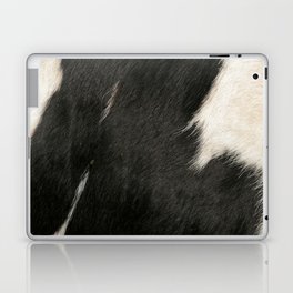 Vintage Black and White Cowhide, Cow Skin Print Pattern Laptop Skin