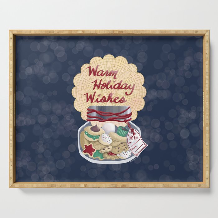 Warm Holiday Wishes Cookie Jar Serving Tray