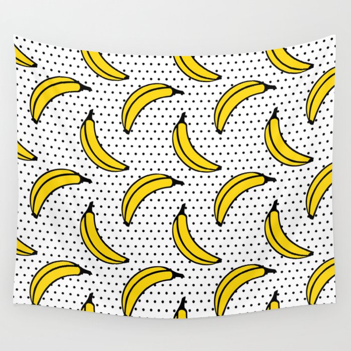 Polka Dot Banana Print Wall Tapestry