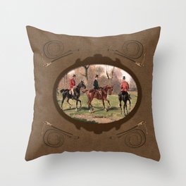 Leather foxhunt and whips Throw Pillow