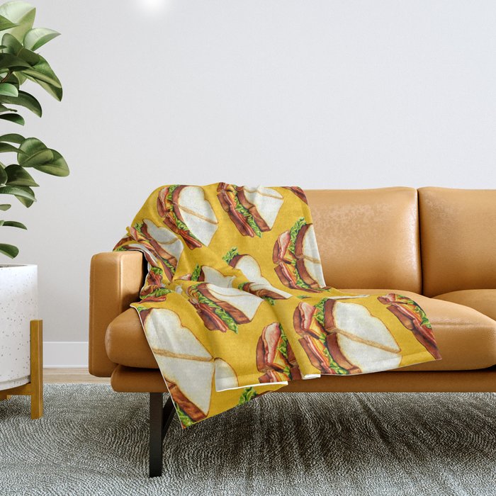 Ham Sandwich Pattern Throw Blanket