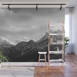 Black And White Snowy Mountain Wall Mural