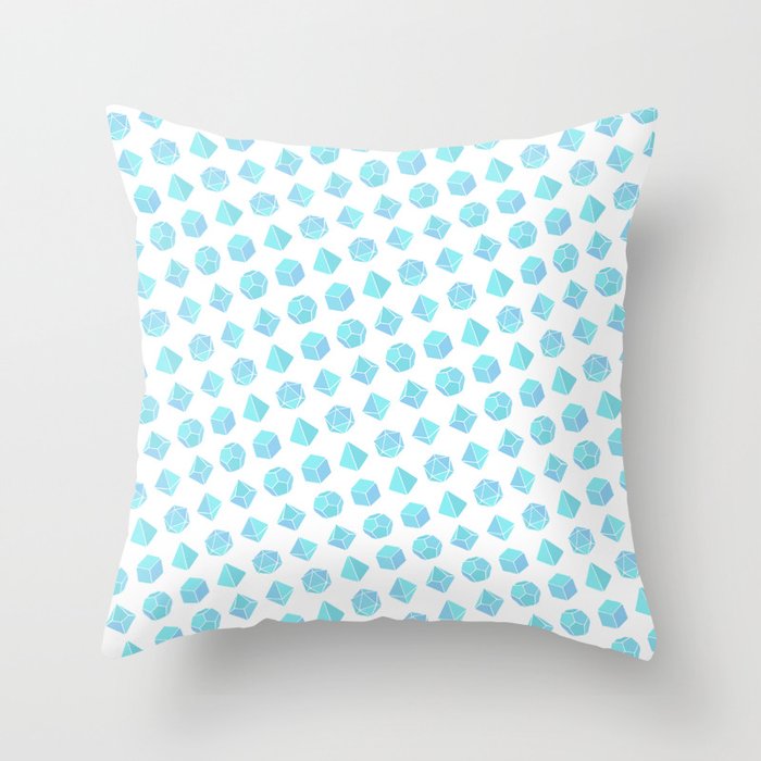 D&D Dice pattern - Light Blue Throw Pillow
