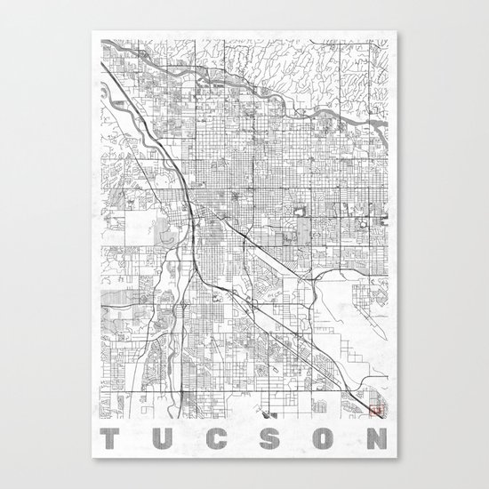 Tucson Map Line Canvas Print