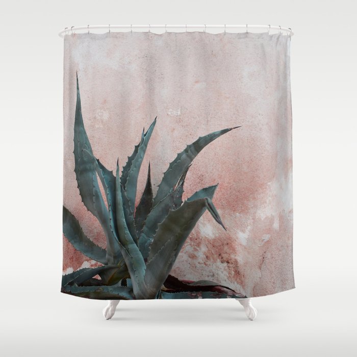 Pink Blue Cactus Shower Curtain By Printsproject Society6 Pink Blue Cactus Shower Curtain