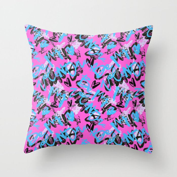 Be my Valentine.Hand drawn seamless typographic style funky t-shirt doodle  Throw Pillow