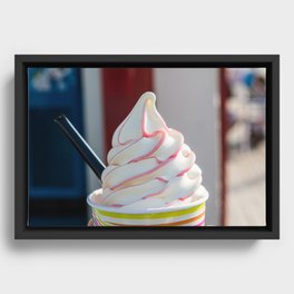 Soft serve colorful stripes in vanilla ice cream Framed Canvas