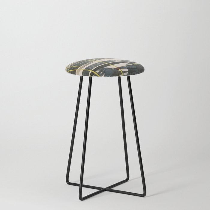 The Cursive Earth- Painted Paper Art Counter Stool