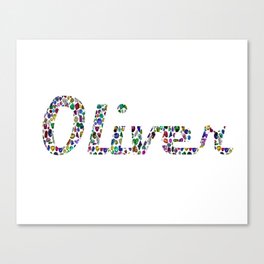 The name Oliver written with Gemstones in all colors and in all shapes Canvas Print