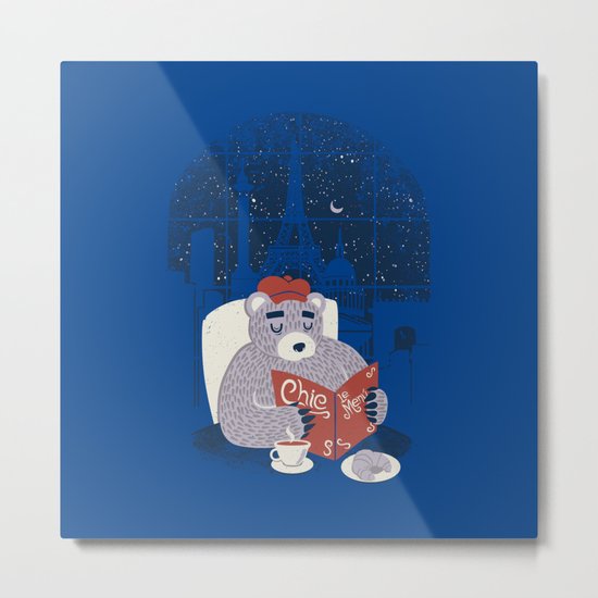 Parisian Bear Metal Print