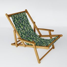 Scattered Olive Branches on Dark Green Sling Chair