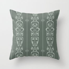 Sage Green - Vintage Art Nouveau Flowers and Leaves Throw Pillow