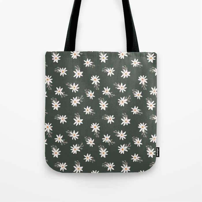 springtime daisies// forest green // by Ali Harris Tote Bag