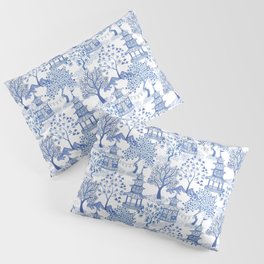 Pagoda Forest Blue and White Pillow Sham