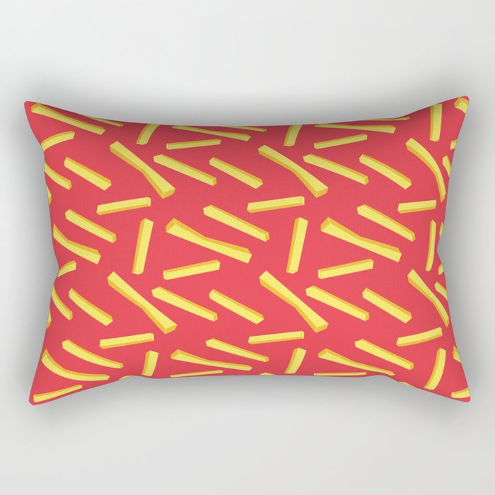 French Fries & Ketchup Pattern Rectangular Pillow