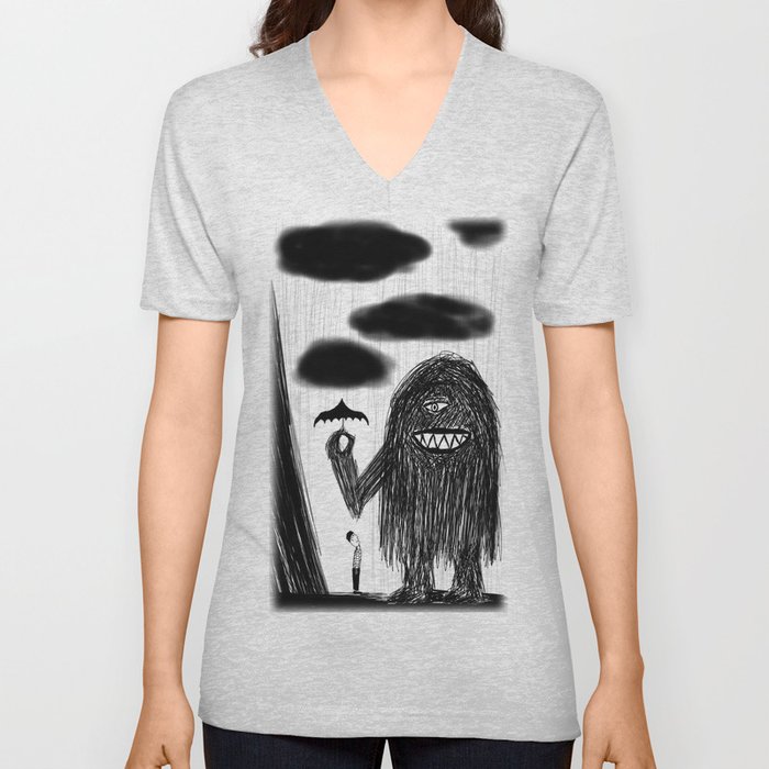 Even monsters need friends 2 V Neck T Shirt