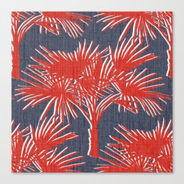 Retro 70’s Palm Trees in Red White and Blue Canvas Print