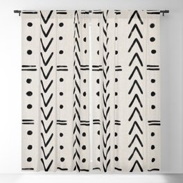 Mudcloth Black Geometric Shapes in White  Blackout Curtain