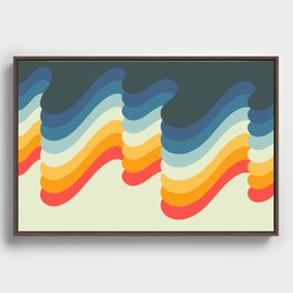 Colorful Wave Ripples Abstract Nature Art In Vintage 50s & 60s Color Palette Framed Canvas