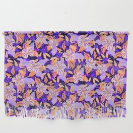 Electric Meadow Dark Pattern - Orange, Blue Indigo & Lavender Purple Wall Hanging