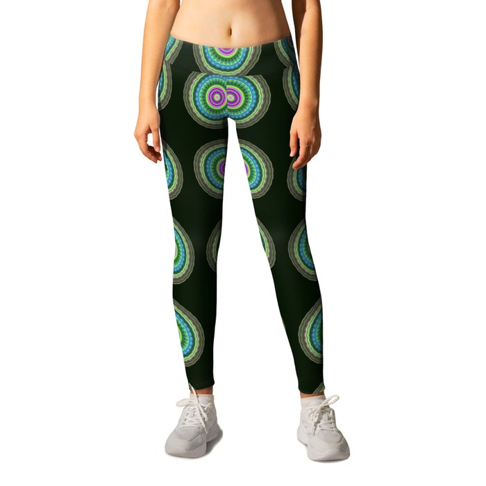 Groovy wavy mandala with tribal patterns Leggings by thea walstra ...