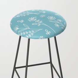 Teal with white flowers Bar Stool