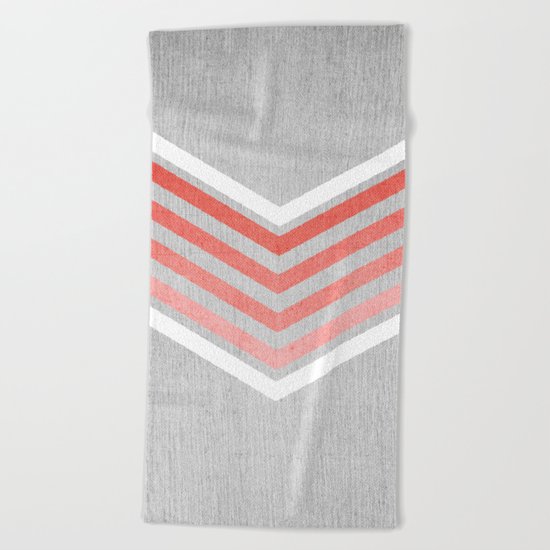 Coral Gradient Chevron on Silver Grey Wood Beach Towel