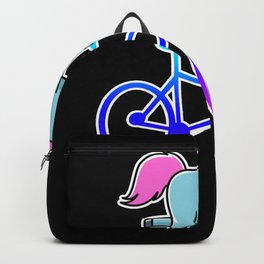 Cute unicorn on bicycle artificial bike Backpack | Sport, Animal, Fit, Love, Horse, Unicorn, Lady, Myth, Driving, Colourful 