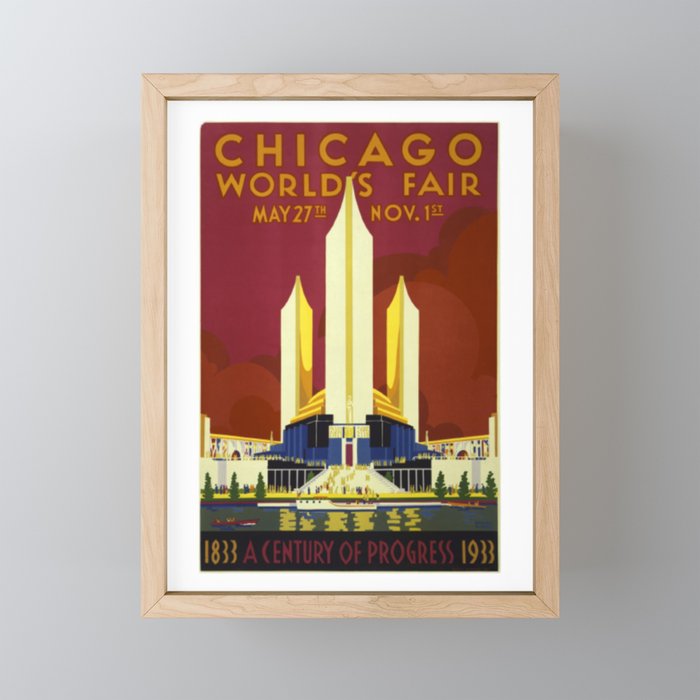 Chicago World's Fair Illustration Framed Mini Art Print