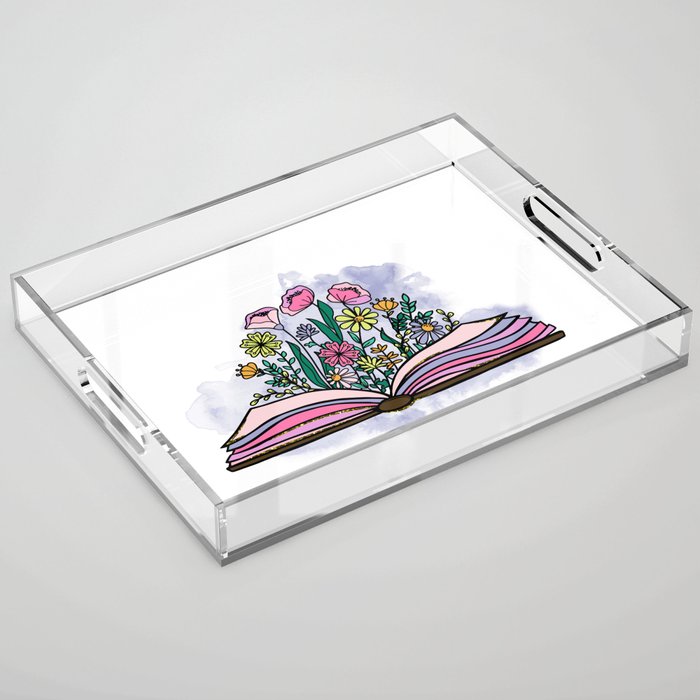 Pretty Floral Book Girly Pink Acrylic Tray