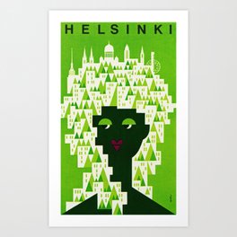 Vintage Helsinki Finland Travel Art Print